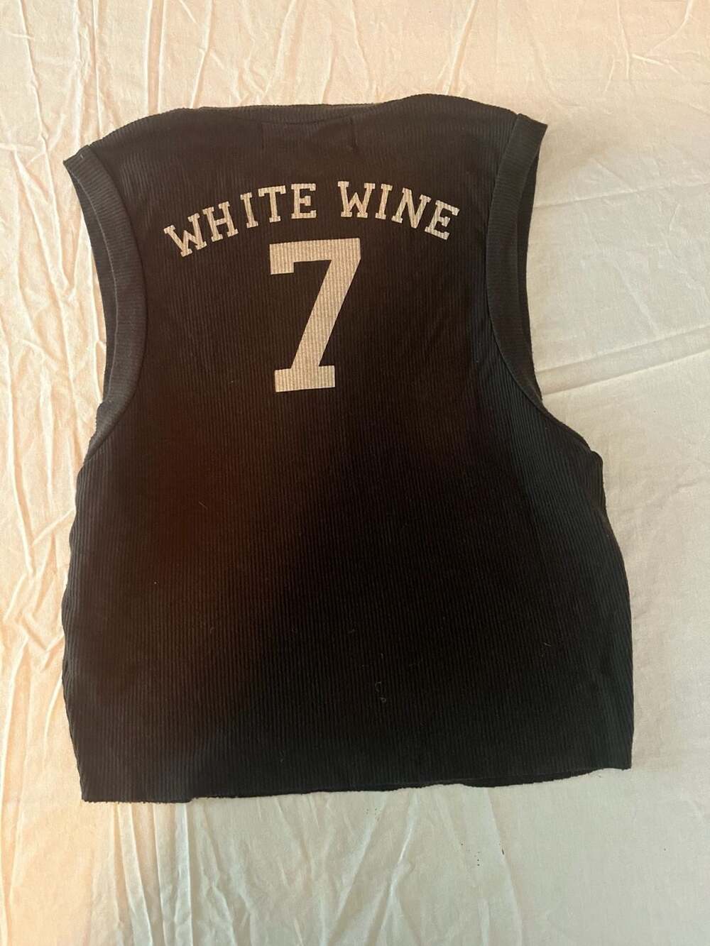 Wildfox Sunshine / White Wine 7 Ribbed Tank Top Medium